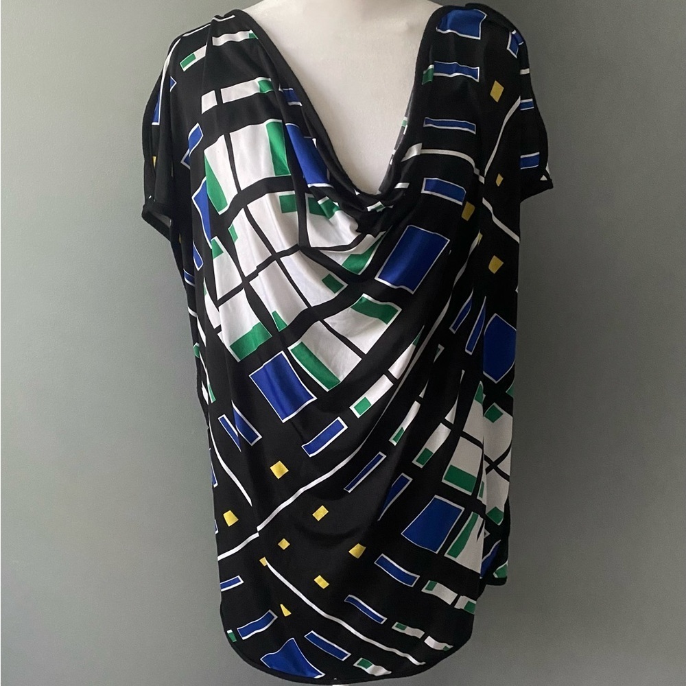 Worthington Stylish Black Blue white yellow Women's Top size 2X
